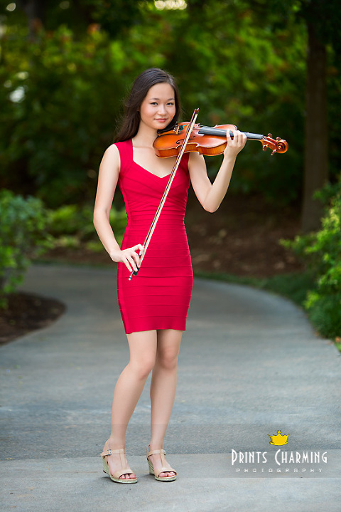Grace's high school senior portraits at the park with violin and red dress - PCP_GL_1692edited